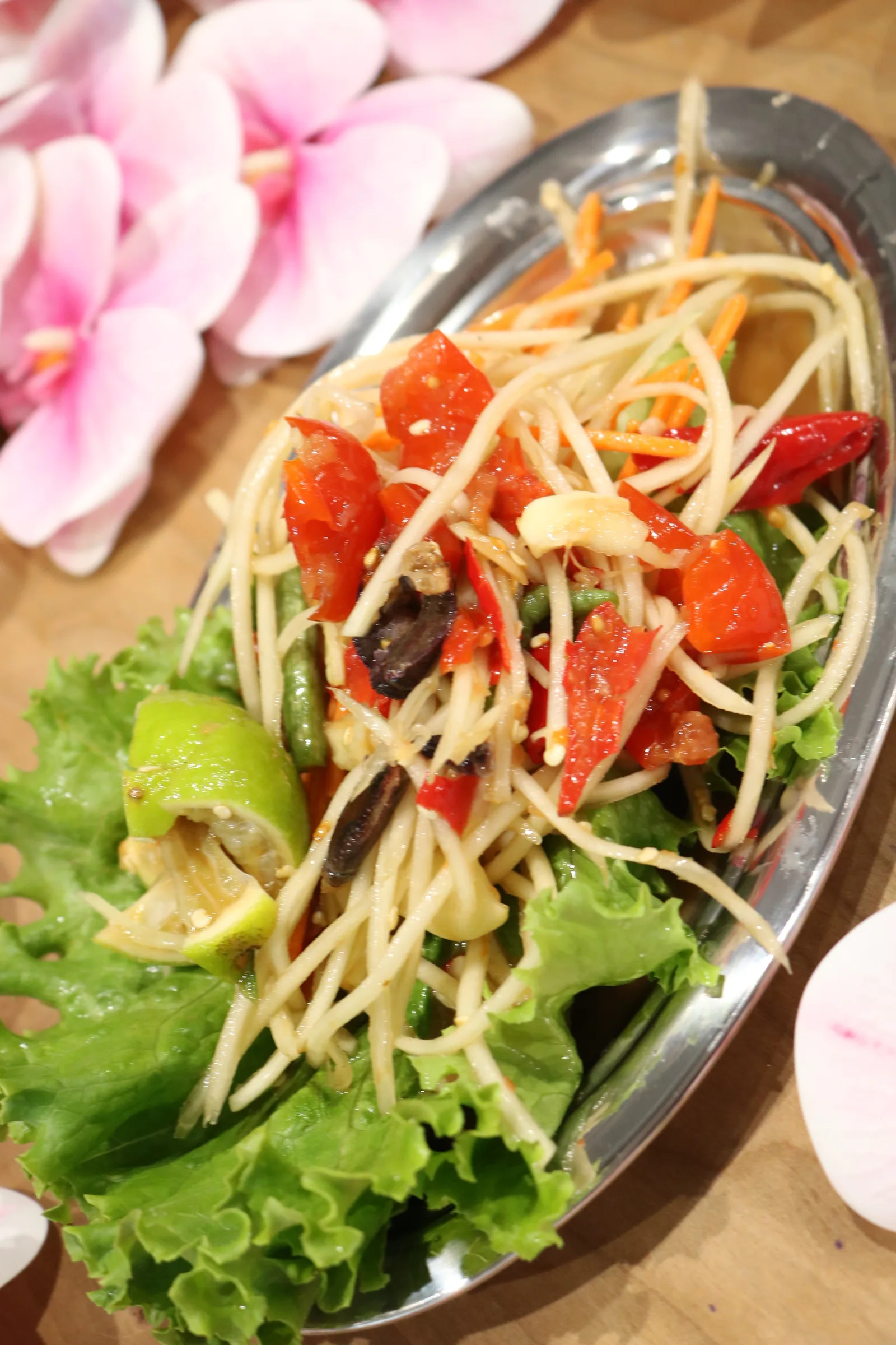 Fresh papaya salad prepared at The OnZon