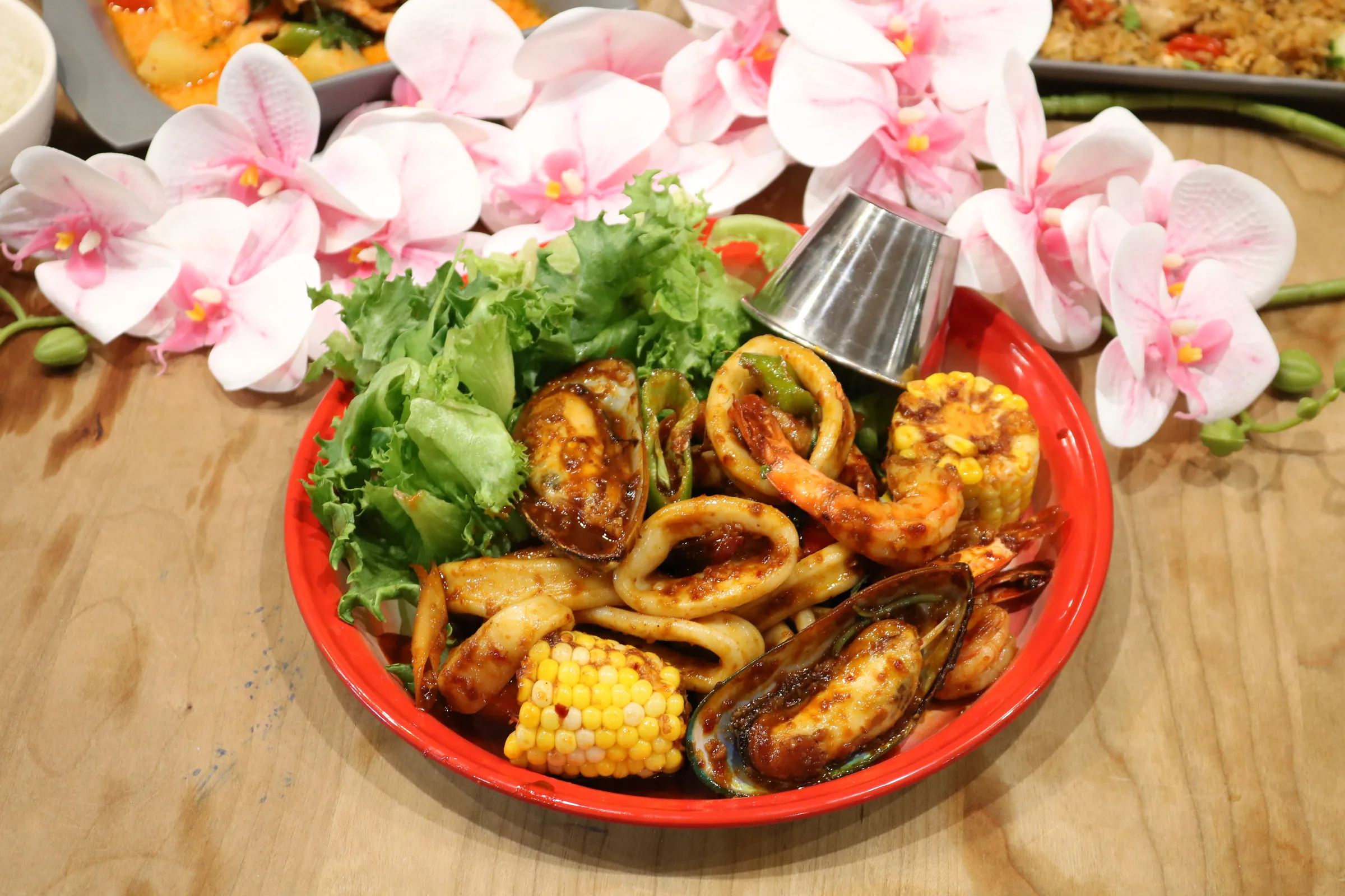 The OnZon seafood bucket with prawns, mussels and corn